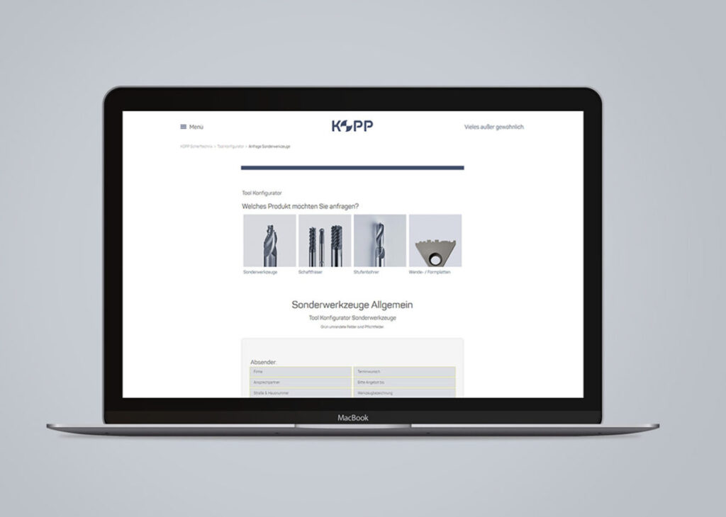 Der Tool-Konfigurator der Kopp Schleiftechnik GmbH