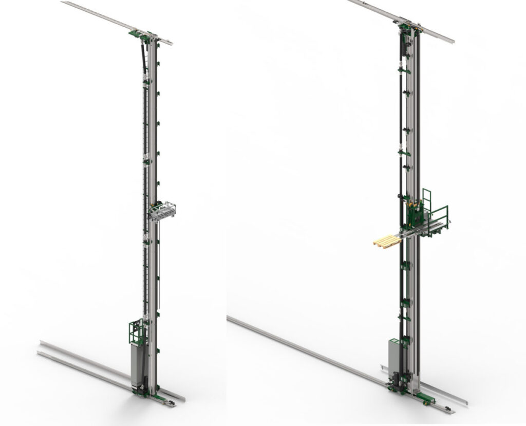 Die Regalbediengeräte Sirius (links) und Wega (rechts) von Raiser sind die dynamischen und extrem stabilen neuen „Stars“ der Intralogistik.