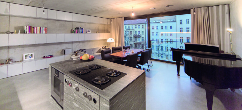 Perfekt geplant von den Inte-rior Design OOW Architekten und ausgeführt von der BMS Fußbodenbearbeitung GmbH