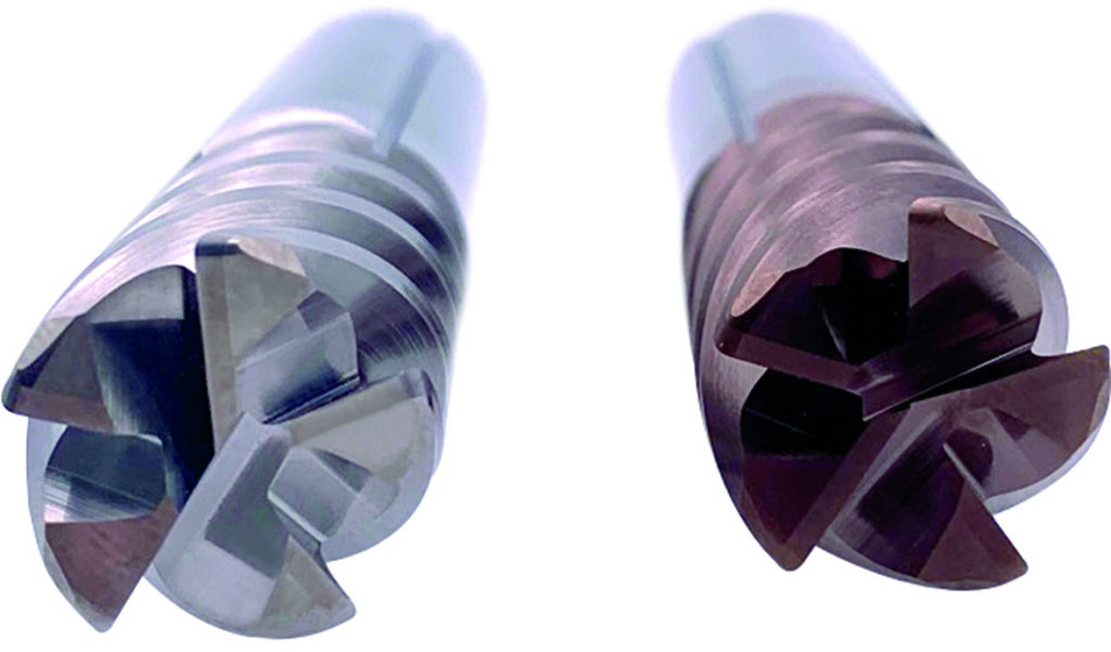 Die HiPIMS-Schichtwerkstoffe AluCon® (links) und InoxaCon® (rechts) sind die erste Wahl bei der Bearbeitung von Titan