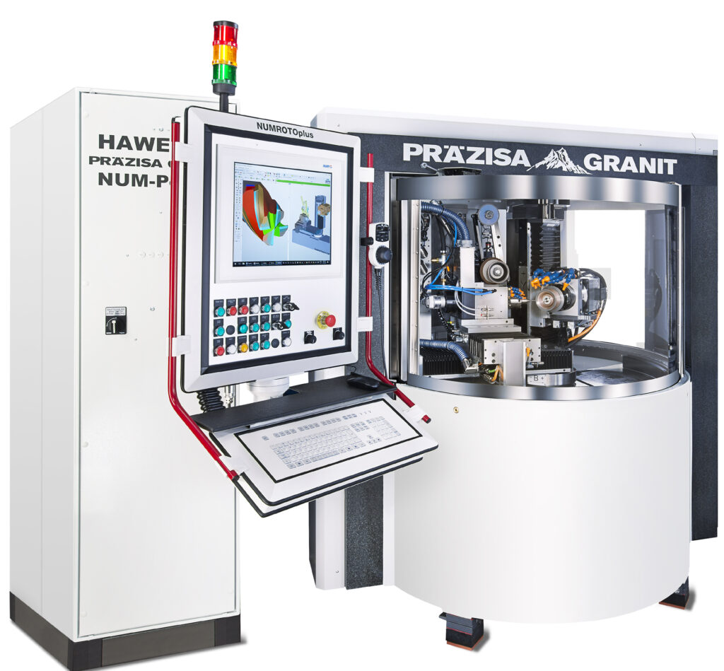Die HAWEMAT PRÄZISA GRANITE ist weltweit die erste 5-Achs-CNC-Werkzeugschleifmaschine mit komplettem Maschinengrundkörper aus Granit und das ideale Werkzeugschleifzentrum zum Präzisionsschleifen des immer breiteren Spektrums an Klein- und Kleinstwerkzeugen.