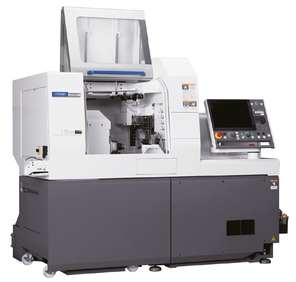 Mit der Citizen Cincom L20-XII B5 ATC zeigt Citizen auf der INTEC ein Topmodell der Maschinenserie, mit dem die Herstellung etwa von komplexen Medizinprodukten aus schwierig zu zerspanenden Materialien in einer Maschine zu realisieren ist.