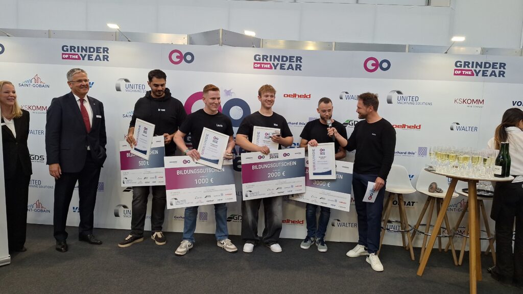 Siegerehrung beim GRINDER OF THE YEAR 2026 mit Sieger Fabio Schoppet und den Finalisten des Nachwuchswettbewerbs