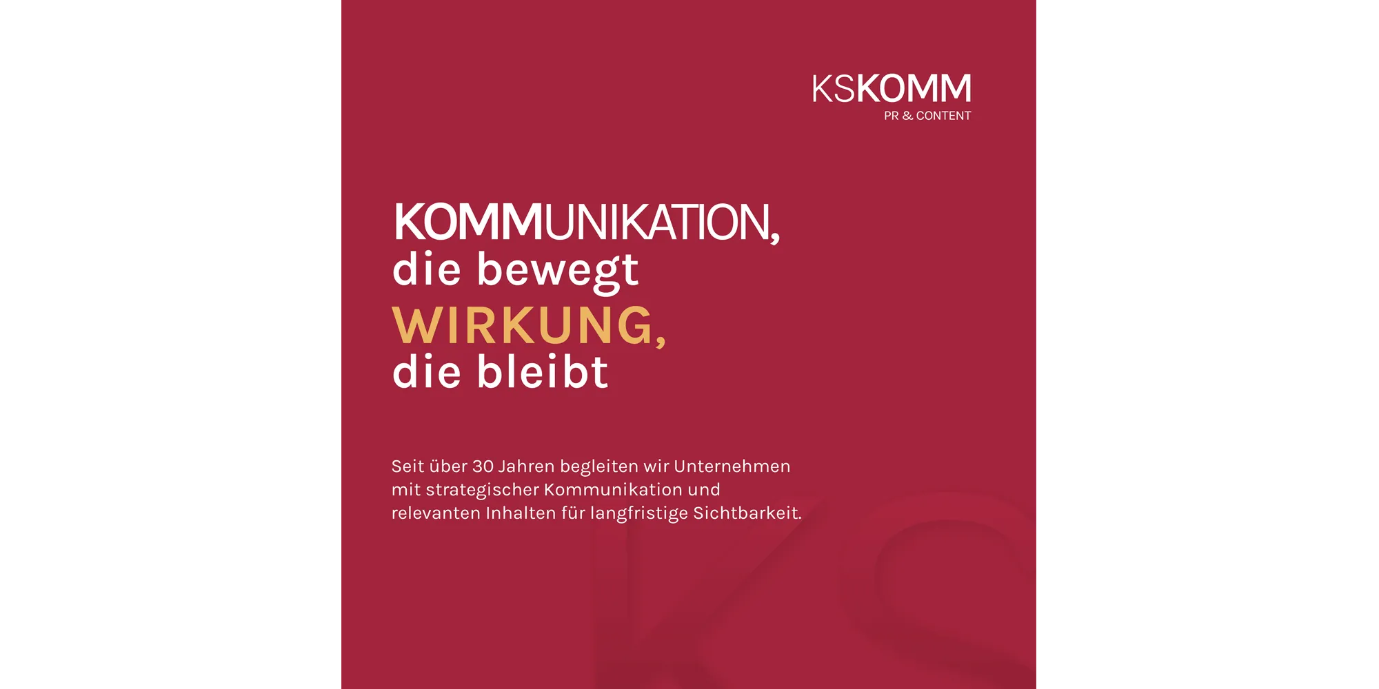 Cover der KSKOMM Agenturbroschüre Kommunikation, die bewegt – Wirkung, die bleibt
